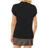 imageAvanova Women Short Sleeve Blouses Tie Neck Petal Tulip Sleeve Tops Work Business ShirtsSolid Black