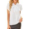 imageAvanova Women Short Sleeve Blouses Tie Neck Petal Tulip Sleeve Tops Work Business ShirtsSolid White