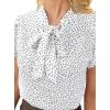 imageAvanova Women Short Sleeve Blouses Tie Neck Petal Tulip Sleeve Tops Work Business ShirtsWhite Polka Dot
