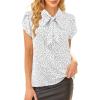 imageAvanova Women Short Sleeve Blouses Tie Neck Petal Tulip Sleeve Tops Work Business ShirtsWhite Polka Dot