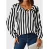 imageAvanova Women Striped Blouse Keyhole Tops Long Sleeves Work Business Casual ShirtBlack White