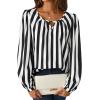 imageAvanova Women Striped Blouse Keyhole Tops Long Sleeves Work Business Casual ShirtBlack White