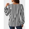 imageAvanova Women Striped Blouse Keyhole Tops Long Sleeves Work Business Casual ShirtBlack White