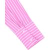 imageAvanova Women Striped Button Down Crop Top Collared Neck Long Sleeve Blouses ShirtPink