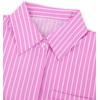 imageAvanova Women Striped Button Down Crop Top Collared Neck Long Sleeve Blouses ShirtPink