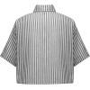 imageAvanova Women Striped Button Down Short Sleeve Shirts Cropped Blouse Loose Business Work TopsBlack Striped
