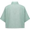 imageAvanova Women Striped Button Down Short Sleeve Shirts Cropped Blouse Loose Business Work TopsGreen