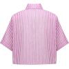 imageAvanova Women Striped Button Down Short Sleeve Shirts Cropped Blouse Loose Business Work TopsPink