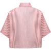 imageAvanova Women Striped Button Down Short Sleeve Shirts Cropped Blouse Loose Business Work TopsRed