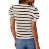 imageAvanova Women Striped Puff Short Sleeve Tops Ribbed Knit Summer Casual Shirts BlouseBeige Black