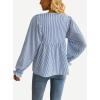 imageAvanova Women Striped Shirt Peplum Babydoll Top Ruffle Long Sleeve BlouseBlue