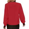 imageAvanova Women Tie Neck Bishop Long Sleeve Shirts Casual Work Blouses TopsBlack Red