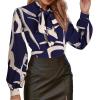 imageAvanova Women Tie Neck Bishop Long Sleeve Shirts Casual Work Blouses TopsBlue Striped