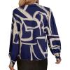 imageAvanova Women Tie Neck Bishop Long Sleeve Shirts Casual Work Blouses TopsBlue Striped