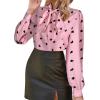 imageAvanova Women Tie Neck Bishop Long Sleeve Shirts Casual Work Blouses TopsPink G