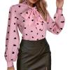 imageAvanova Women Tie Neck Bishop Long Sleeve Shirts Casual Work Blouses TopsPink G