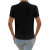 imageAvanova Women V Neck Short Sleeve Blouse Petal Tulip Sleeve Top Business Casual ShirtBlack