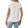 imageAvanova Women V Neck Tulip Petal Sleeve Pleated Top Short Sleeve Shirt Work Business Blouses White Medium