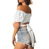 imageAvanova Womens Ruffle Short Sleeve Off Shoulder Tie Up Back Crop Blouse TopWhite 03