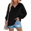 imageAvanova Womens V Neck Shirts Dolman Long Sleeve Batwing Tops Black XLarge