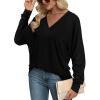 imageAvanova Womens V Neck Shirts Dolman Long Sleeve Batwing Tops Black XLarge