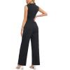 imageTapata Womens Jumpsuits Dressy Casual One Piece Outfits Sleeveless Rompers Wide Leg Pants with PocketsBlack