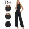 imageTapata Womens Jumpsuits Dressy Casual One Piece Outfits Sleeveless Rompers Wide Leg Pants with PocketsBlack