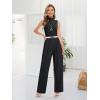imageTapata Womens Jumpsuits Dressy Casual One Piece Outfits Sleeveless Rompers Wide Leg Pants with PocketsBlack