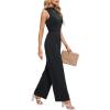 imageTapata Womens Jumpsuits Dressy Casual One Piece Outfits Sleeveless Rompers Wide Leg Pants with PocketsBlack