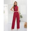 imageTapata Womens Jumpsuits Dressy Casual One Piece Outfits Sleeveless Rompers Wide Leg Pants with PocketsBurgundy