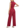 imageTapata Womens Jumpsuits Dressy Casual One Piece Outfits Sleeveless Rompers Wide Leg Pants with PocketsBurgundy
