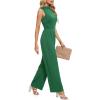 imageTapata Womens Jumpsuits Dressy Casual One Piece Outfits Sleeveless Rompers Wide Leg Pants with PocketsGreen