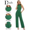 imageTapata Womens Jumpsuits Dressy Casual One Piece Outfits Sleeveless Rompers Wide Leg Pants with PocketsGreen