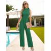 imageTapata Womens Jumpsuits Dressy Casual One Piece Outfits Sleeveless Rompers Wide Leg Pants with PocketsGreen