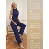 imageTapata Womens Jumpsuits Dressy Casual One Piece Outfits Sleeveless Rompers Wide Leg Pants with PocketsNavy Blue