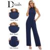 imageTapata Womens Jumpsuits Dressy Casual One Piece Outfits Sleeveless Rompers Wide Leg Pants with PocketsNavy Blue