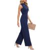 imageTapata Womens Jumpsuits Dressy Casual One Piece Outfits Sleeveless Rompers Wide Leg Pants with PocketsNavy Blue