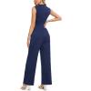 imageTapata Womens Jumpsuits Dressy Casual One Piece Outfits Sleeveless Rompers Wide Leg Pants with PocketsNavy Blue
