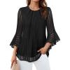 imageAvanova Women 34 Sleeve Sparkly Dressy Tunic Tops Bell Sleeve Elegant Blouse ShirtsBlack