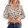 imageAvanova Women Leopard Print Ruffle V Neck Top 34 Long Sleeves Work Business Blouses ShirtBeige Dots