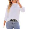 imageAvanova Women Polka Dot Long Sleeve Blouse Shirts Work Mock Neck Ruffle TopWhite Solid