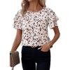 imageAvanova Women Print Ruffle Flutter Blouse Short Sleeve Work Business Top ShirtApricot