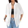 imageAvanova Women See Through Mesh Button Down Top Half Sleeve Collared Shirt BlouseWhite