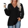 imageAvanova Womens V Neck Shirts Dolman Long Sleeve Batwing Tops Black XLarge