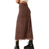 imageAvanova Women Mesh Floral Boho High Waist Midi Skirt Lettuce Trim Summer A Line SkirtA Brown