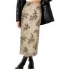 imageAvanova Women Mesh Floral Boho High Waist Midi Skirt Lettuce Trim Summer A Line SkirtFlower Apricot
