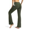 imageTapata Petite Womens Bootcut Yoga Pants 26quot28quot Inseam High Waist Workout Flare Leggings with PocketsArmy Green