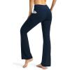imageTapata Petite Womens Bootcut Yoga Pants 26quot28quot Inseam High Waist Workout Flare Leggings with PocketsNavy Blue