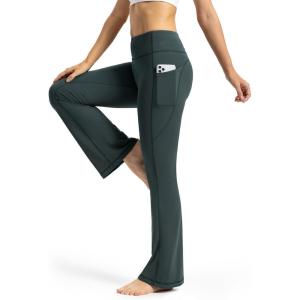 imageTapata Petite Womens Bootcut Yoga Pants 26quot28quot Inseam High Waist Workout Flare Leggings with PocketsDark Gray
