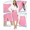 imageTapata Womens Office Work Pencil Skirt Stretch High Waist Below Knee Bodycon for Business CasualPink